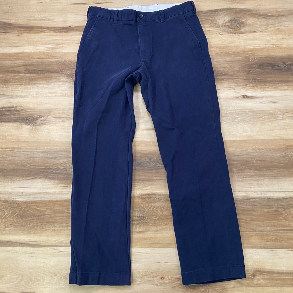 Brooks Brothers Chinos 34x30 Clark Fit Cotton Blend Straight Leg Navy Blue Pants